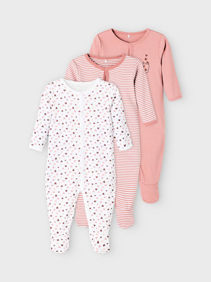 name it Mädchen Schlafanzug im 3er-Pack mit Knöpfen in Rosa günstig kaufen 92