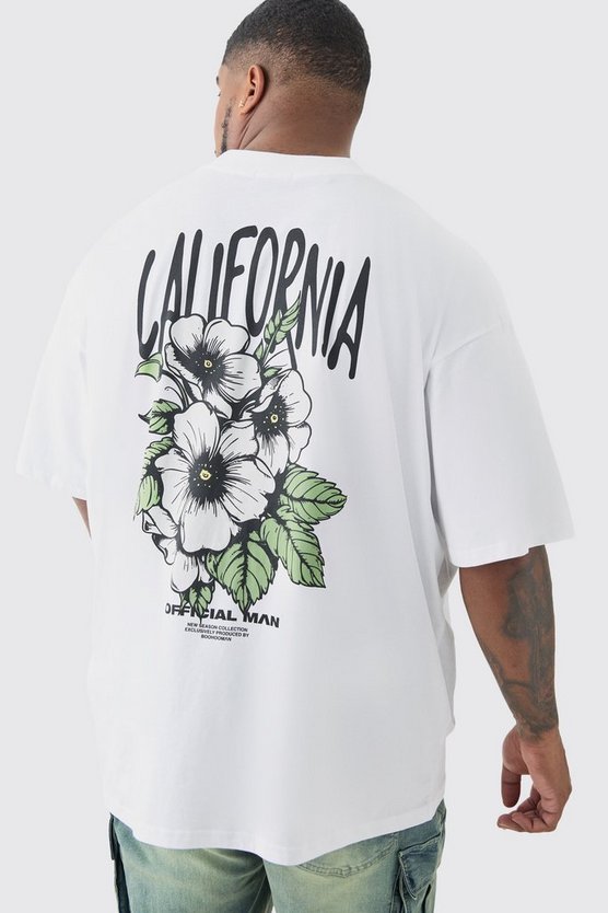 Plus Oversize T-Shirt mit floralem California-Print
