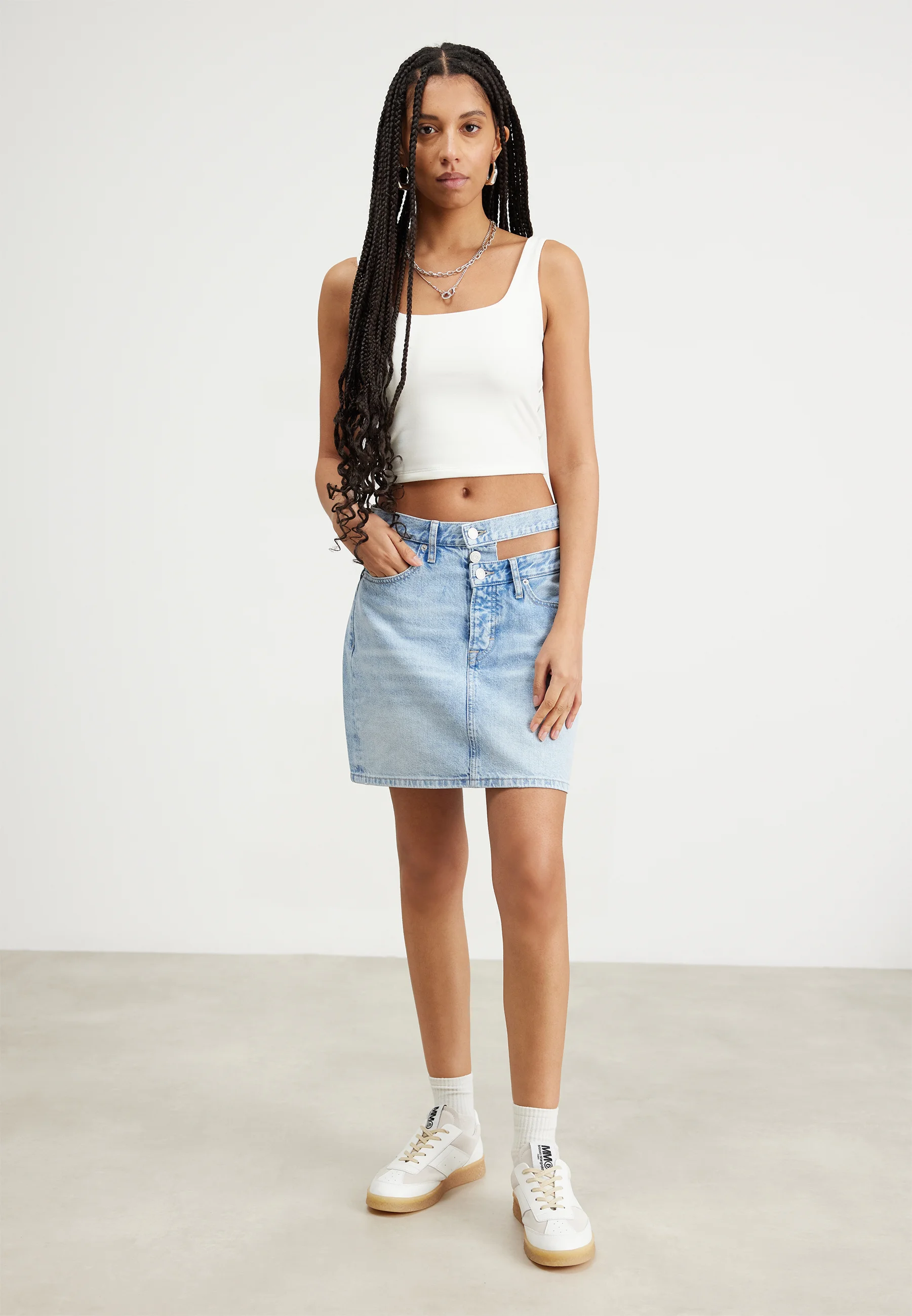 Tommy Jeans MOM CUT OUT - Falda vaquera