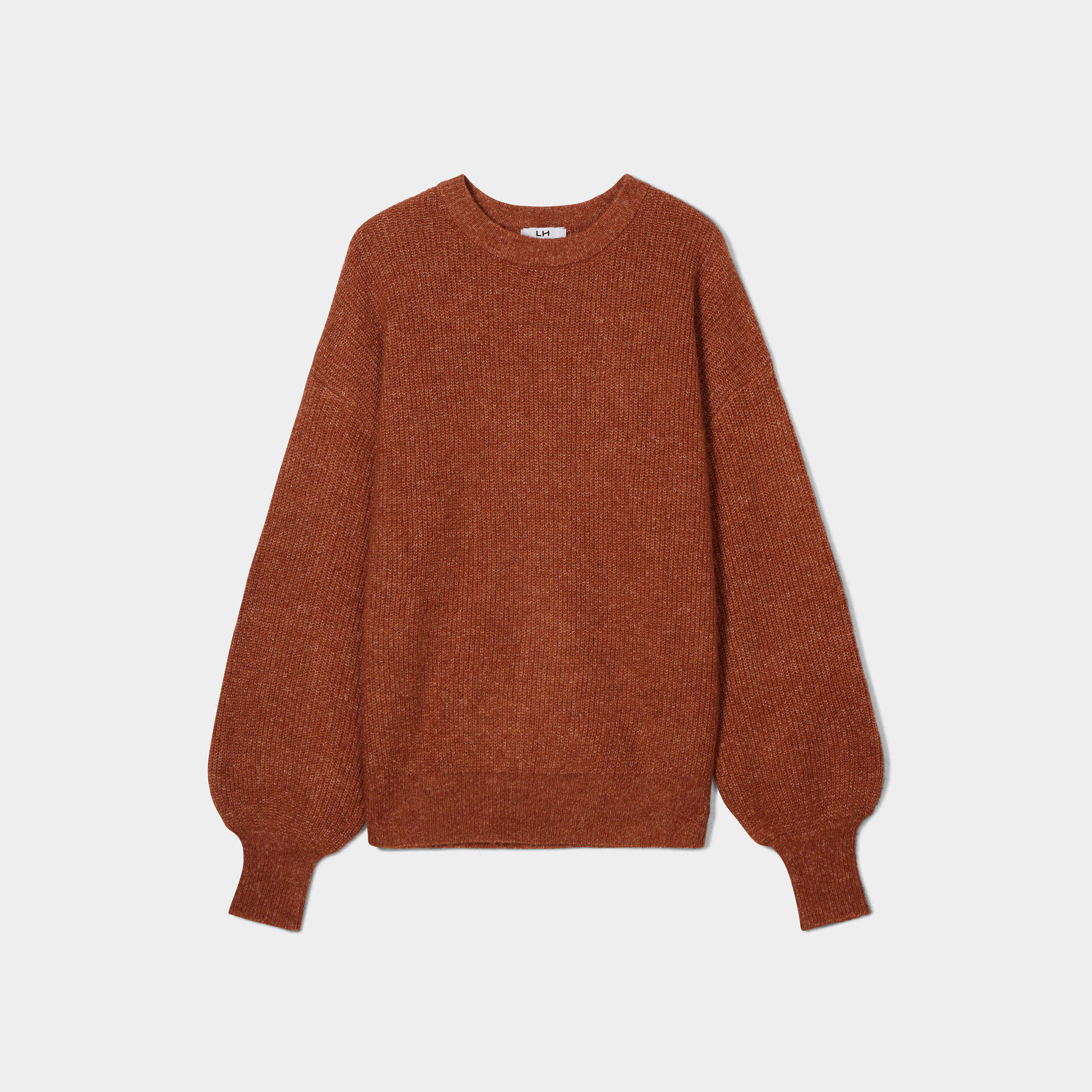 Pull col rond manches ballons camel femme | La Halle