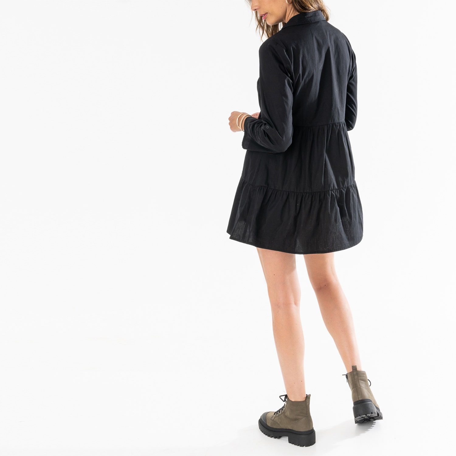 Robe chemise TEXTO noire évasée