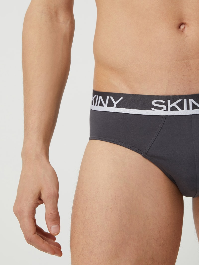 Slip mit Stretch-Anteil im 3er-Pack in mittelgrau meliert