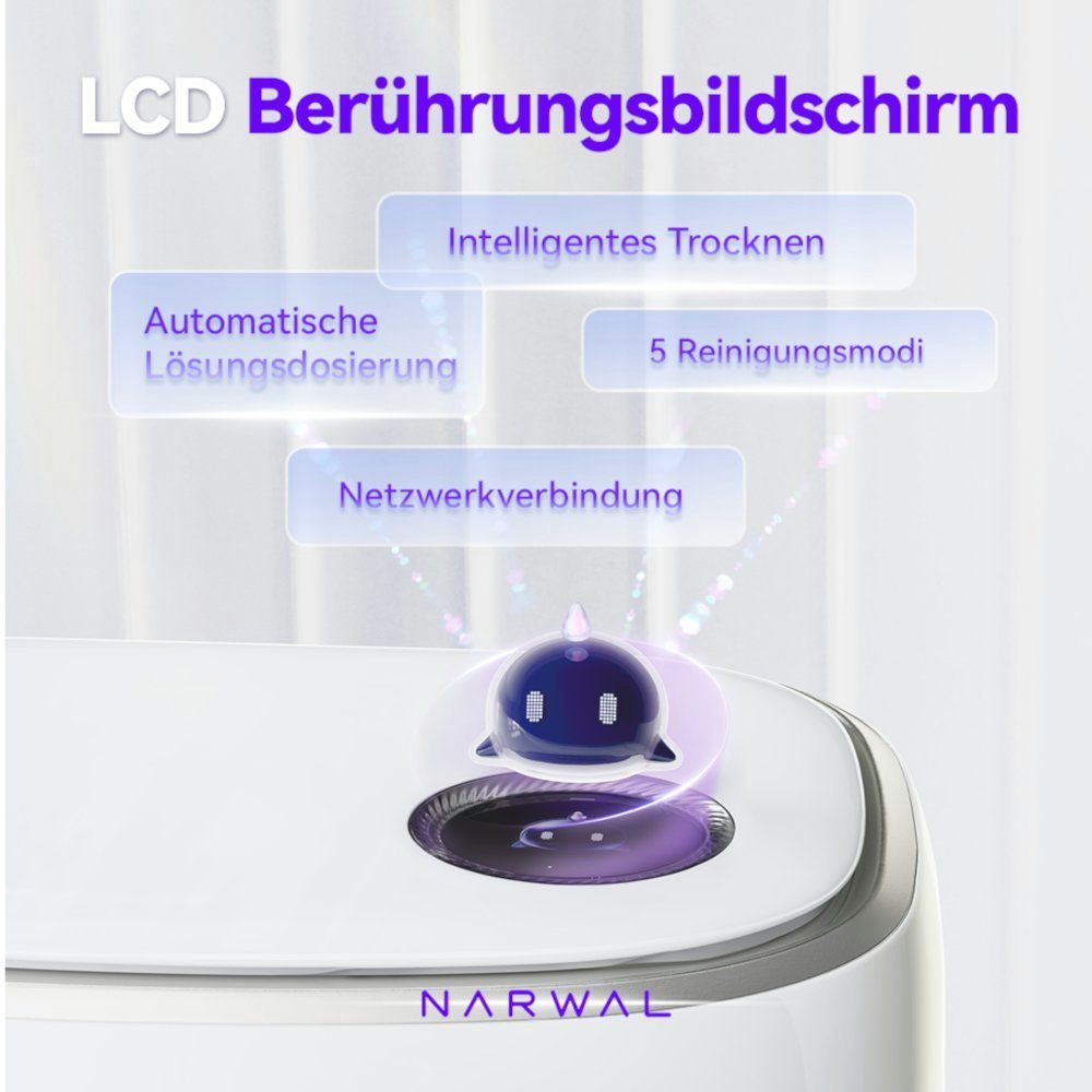 Narwal Saugroboter mit 1 Extra Anti-Tangle-Rollerbürste, 72,00 W, 3000pa mit Wischfunktion, 3 Sensoren zur Kollisionsvermeidung, Auto-Modus & Schmutzerkennung, Rückwärtswischen & Heißlufttrocknung