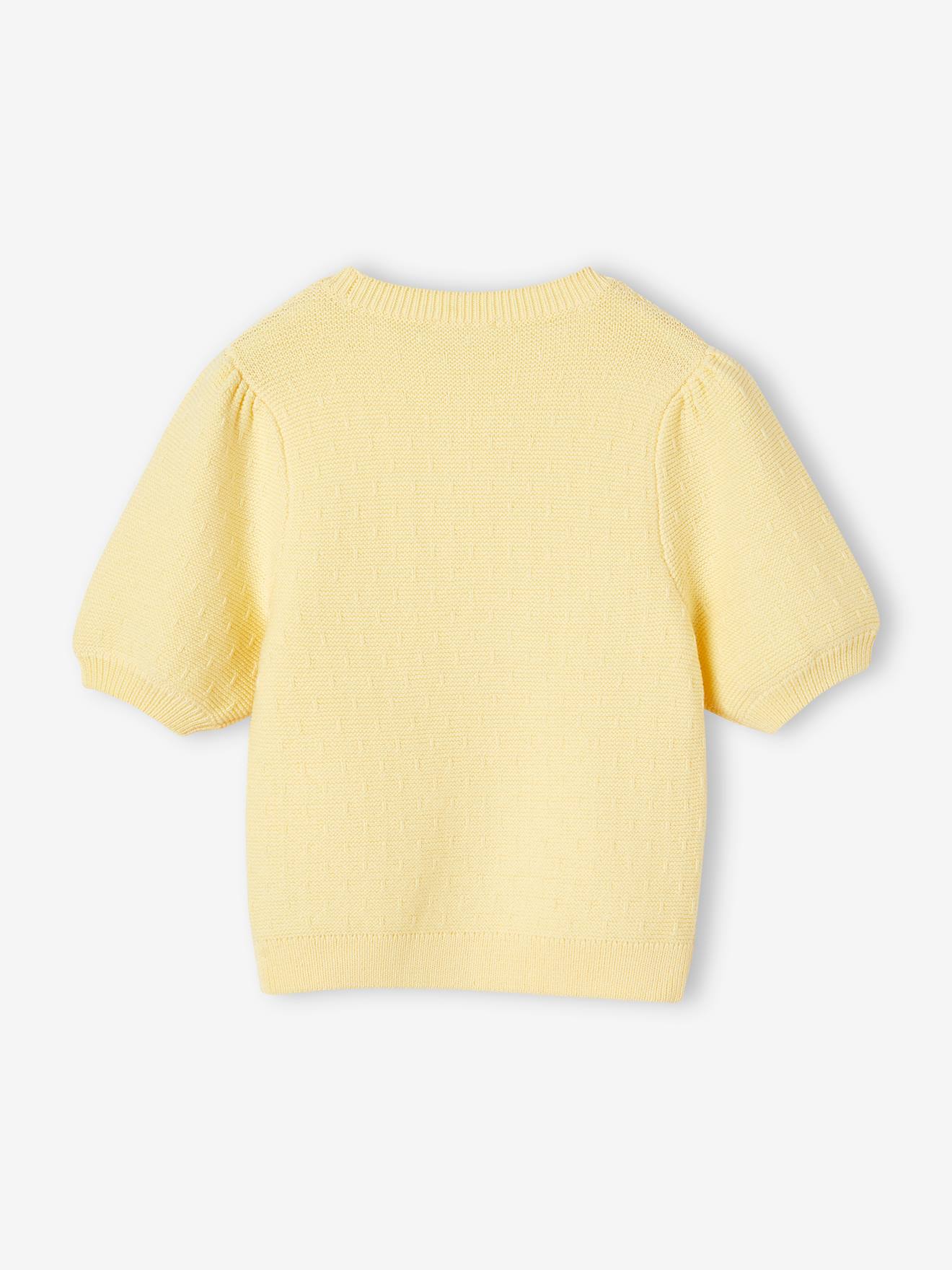 Vertbaudet Mädchen Kurzarm-Pullover Oeko-Tex - hellgelb