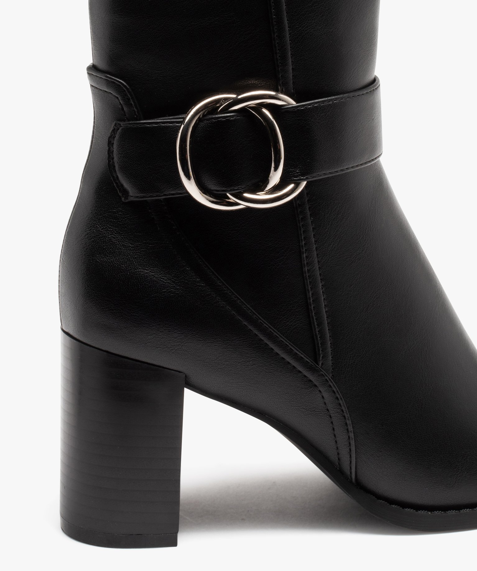 Boots femme unies à talon carré fermeture à zip noir | GEMO