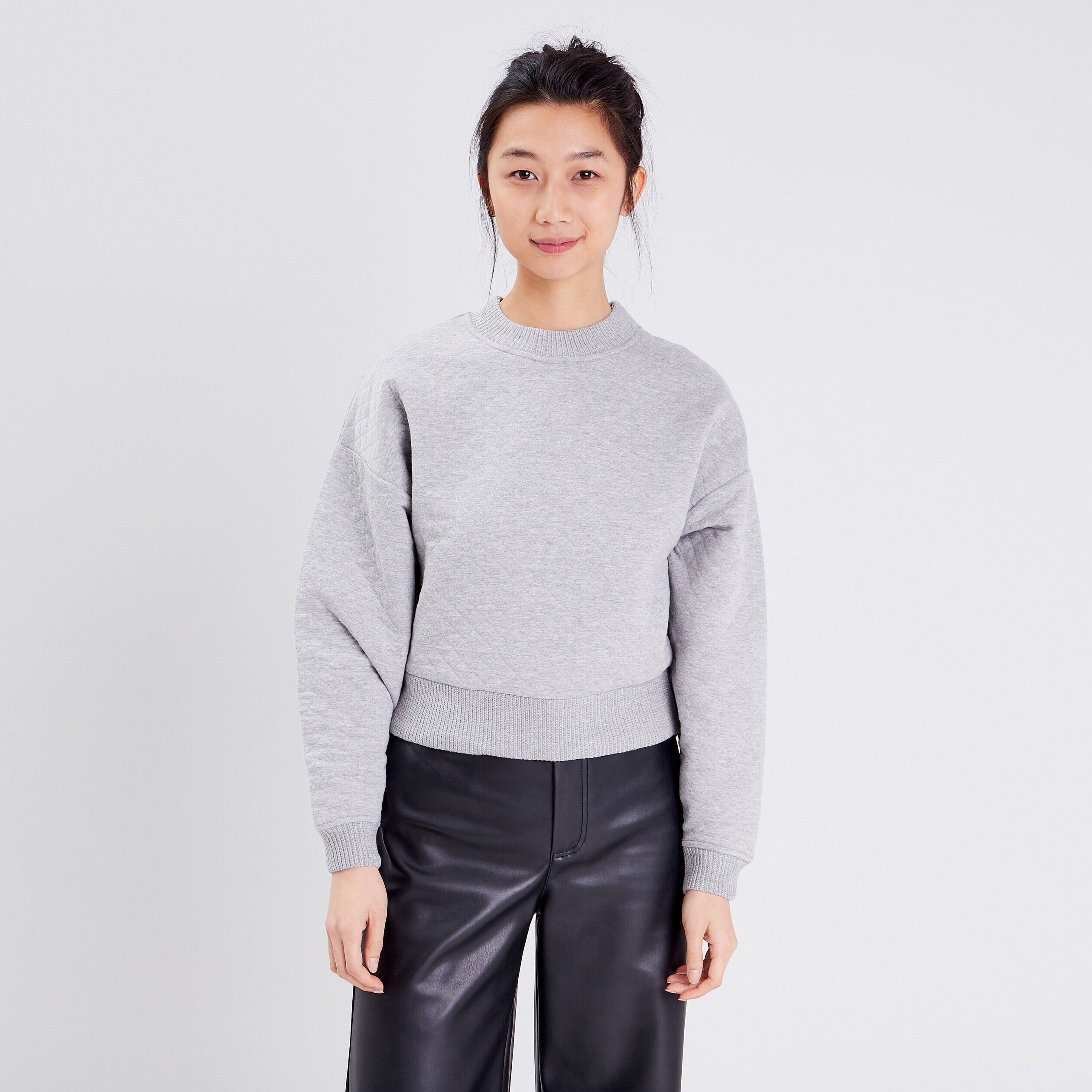 Sweat matelassé gris clair femme | Cache Cache