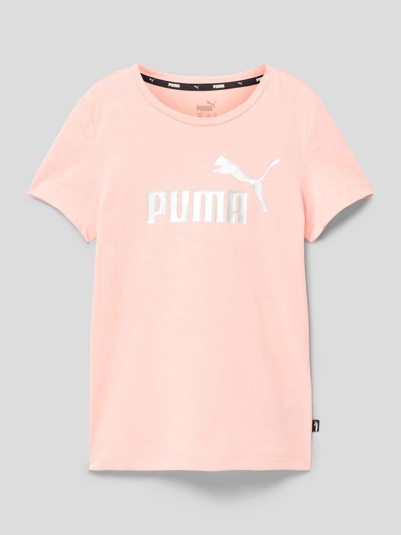 T-Shirt mit Label-Print in rosa