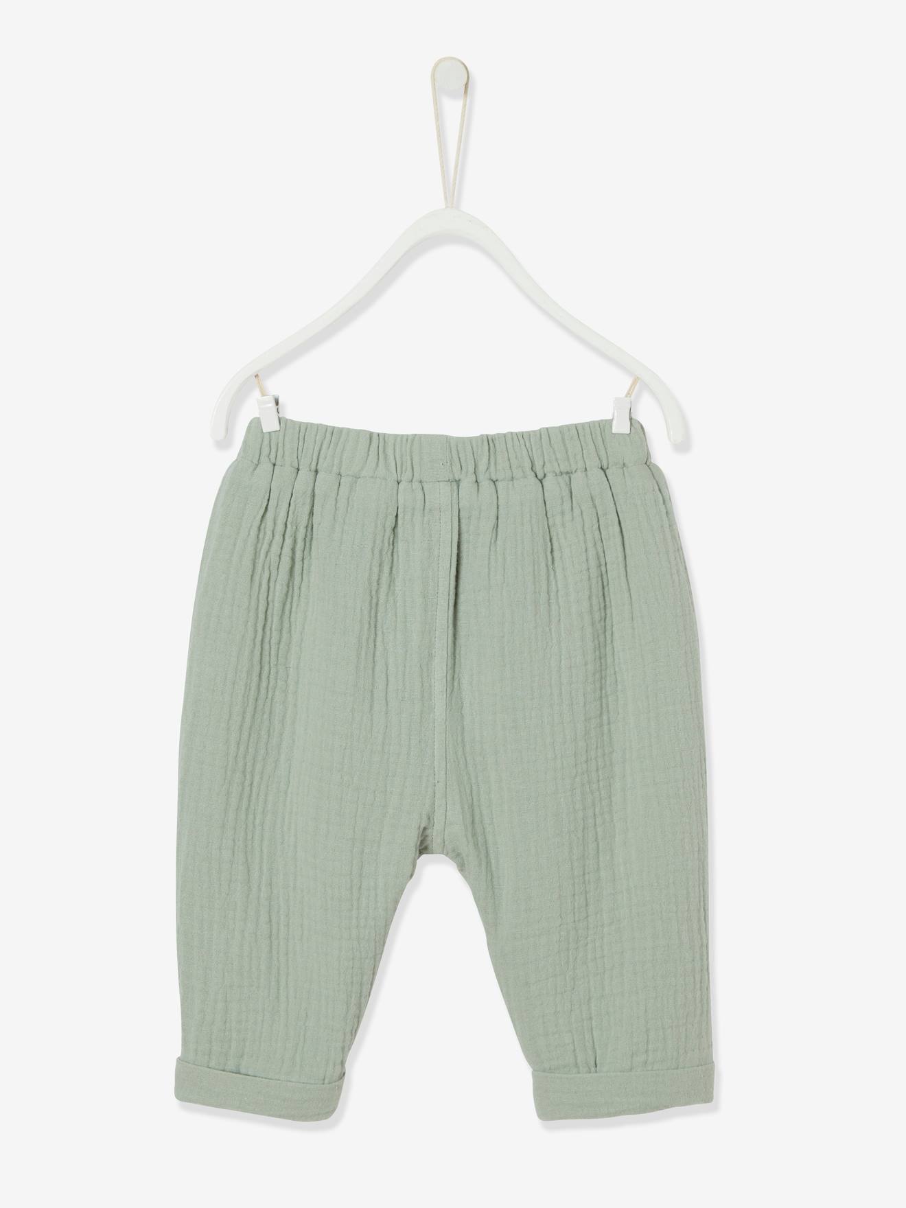 Pantalon coupe sarouel en gaze de coton bleu