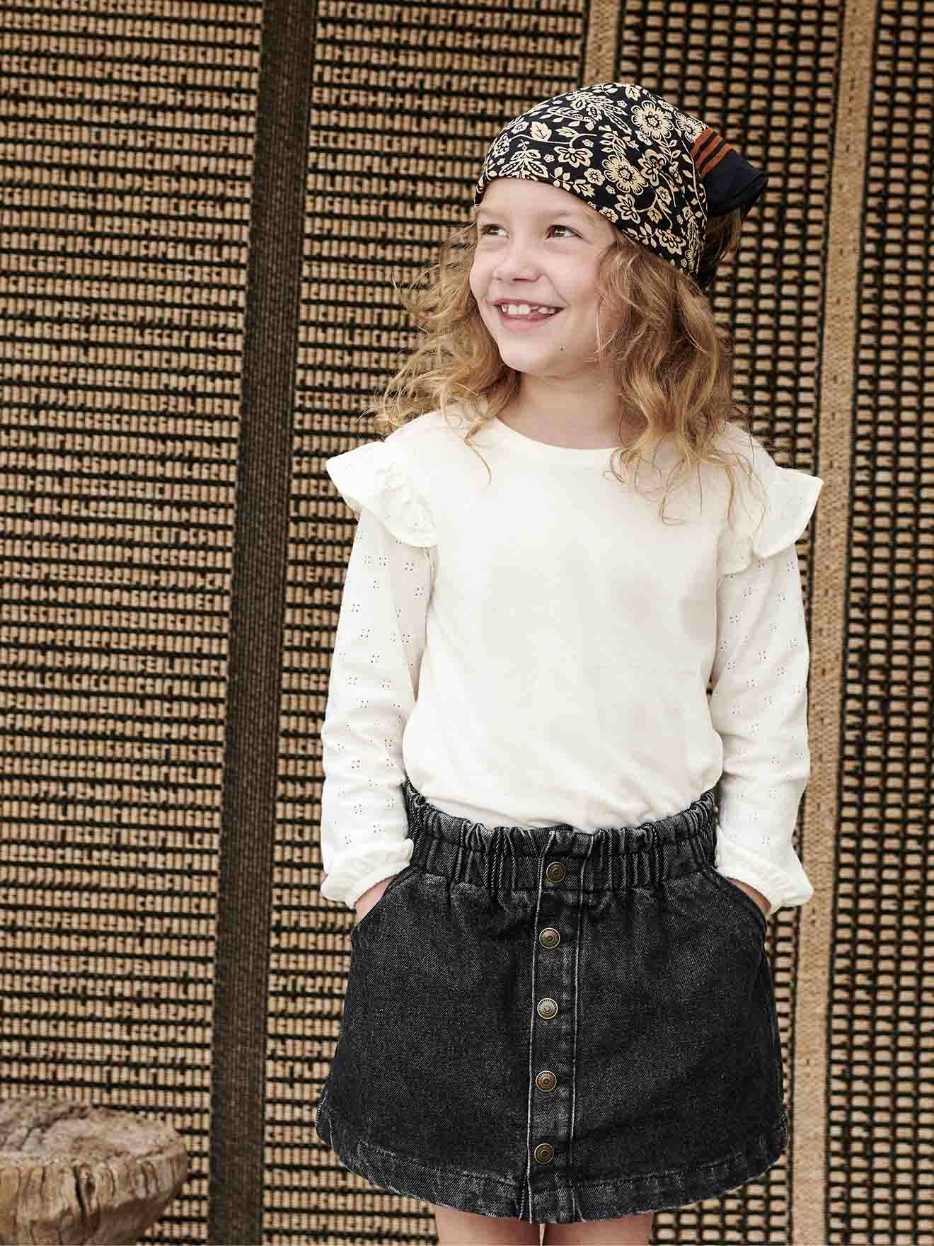 Vertbaudet Mädchen Paperbag-Jeansrock Oeko-Tex - grauer denim