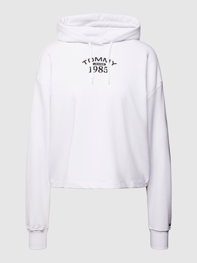 Hoodie mit Label-Print Modell 'ESSENTIAL' in weiß