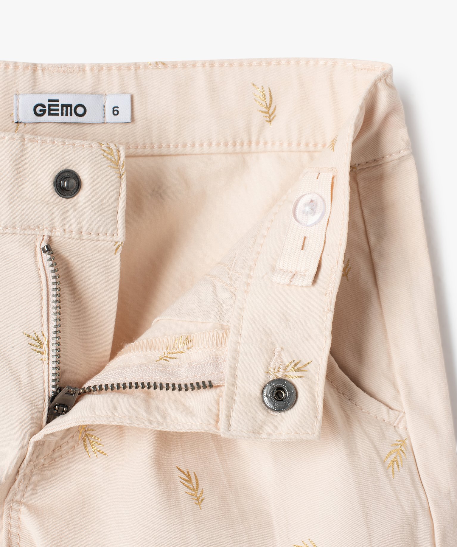 Short fille large en toile de coton avec motifs scintillants beige | GEMO