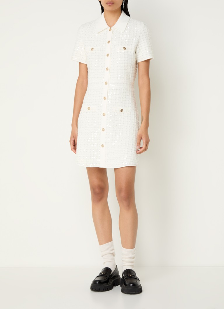 Maje Mini blouse dress with sequins and lurex