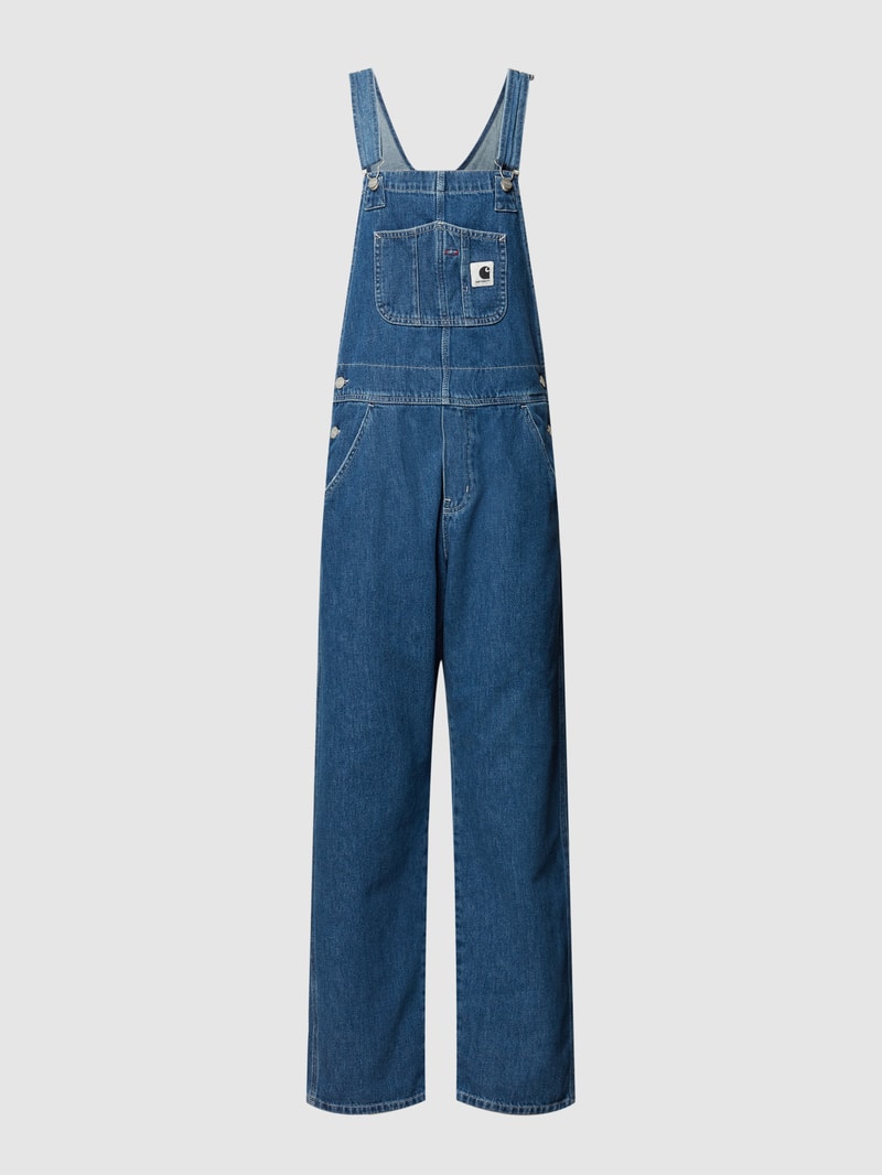 Latzhose mit Label-Patch in jeans