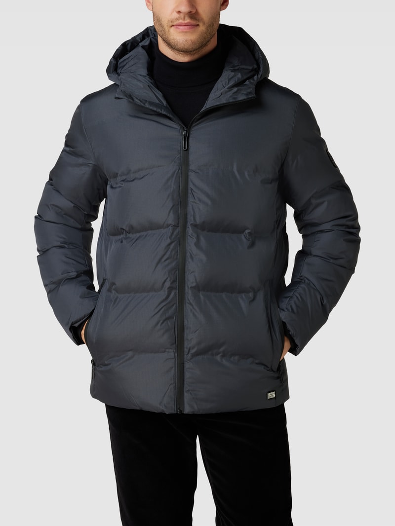 Steppjacke mit Label-Patch Modell 'Zommy' in anthrazit