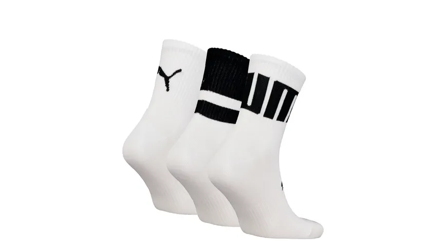 PUMA Unisex Sportsocken Big Logo Crew 3er Pack White combo