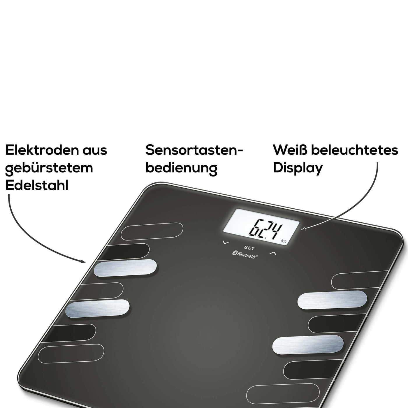 Beurer Diagnosewaage BF 600 Style-Analysewaage mit BMI Ganzkörperanalyse & App-Anbindung - bis 180 kg