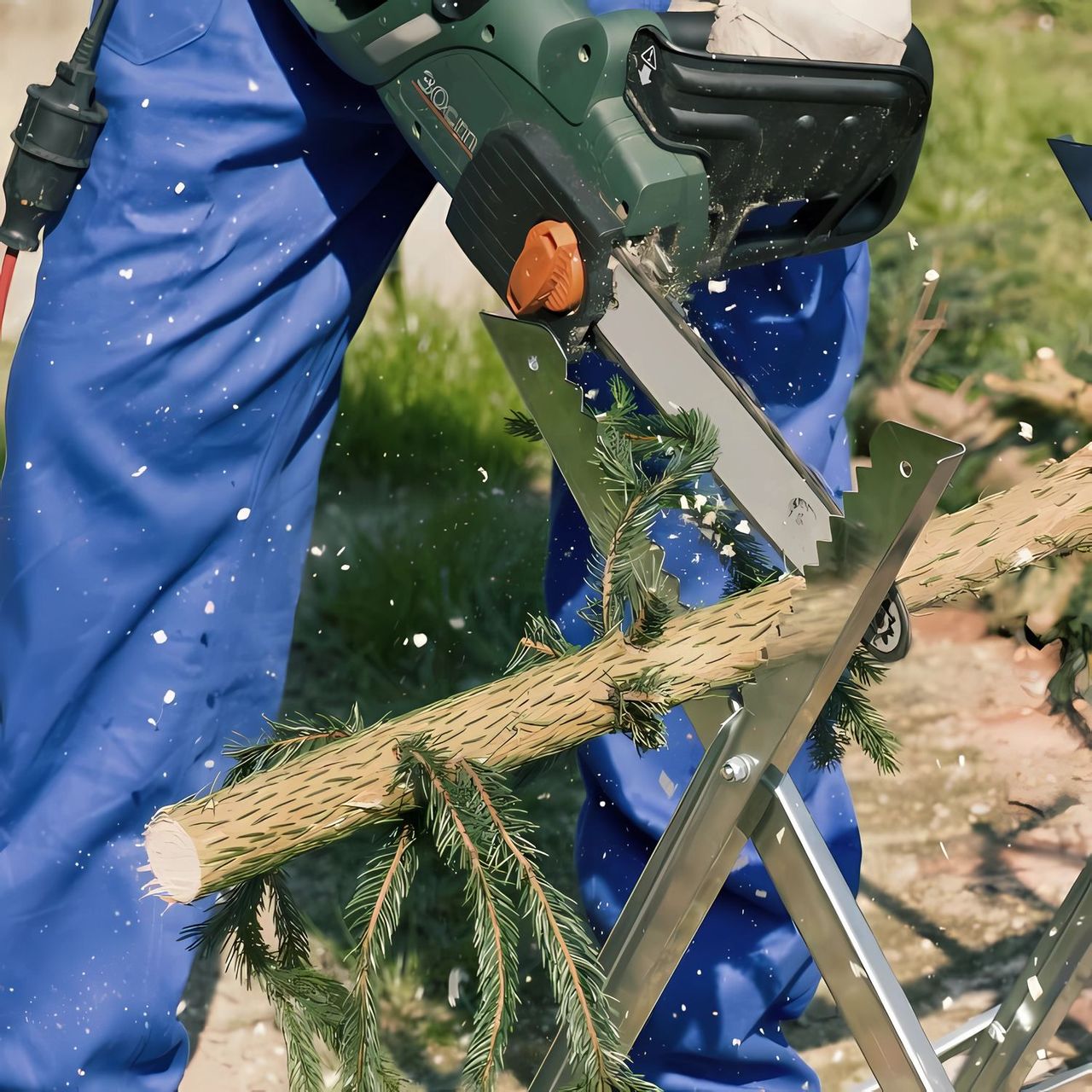 TroniTechnik GARMIO® Sägebock Holzsägebock klappbar, silber 150kg, verzinkt zusammenklappbar