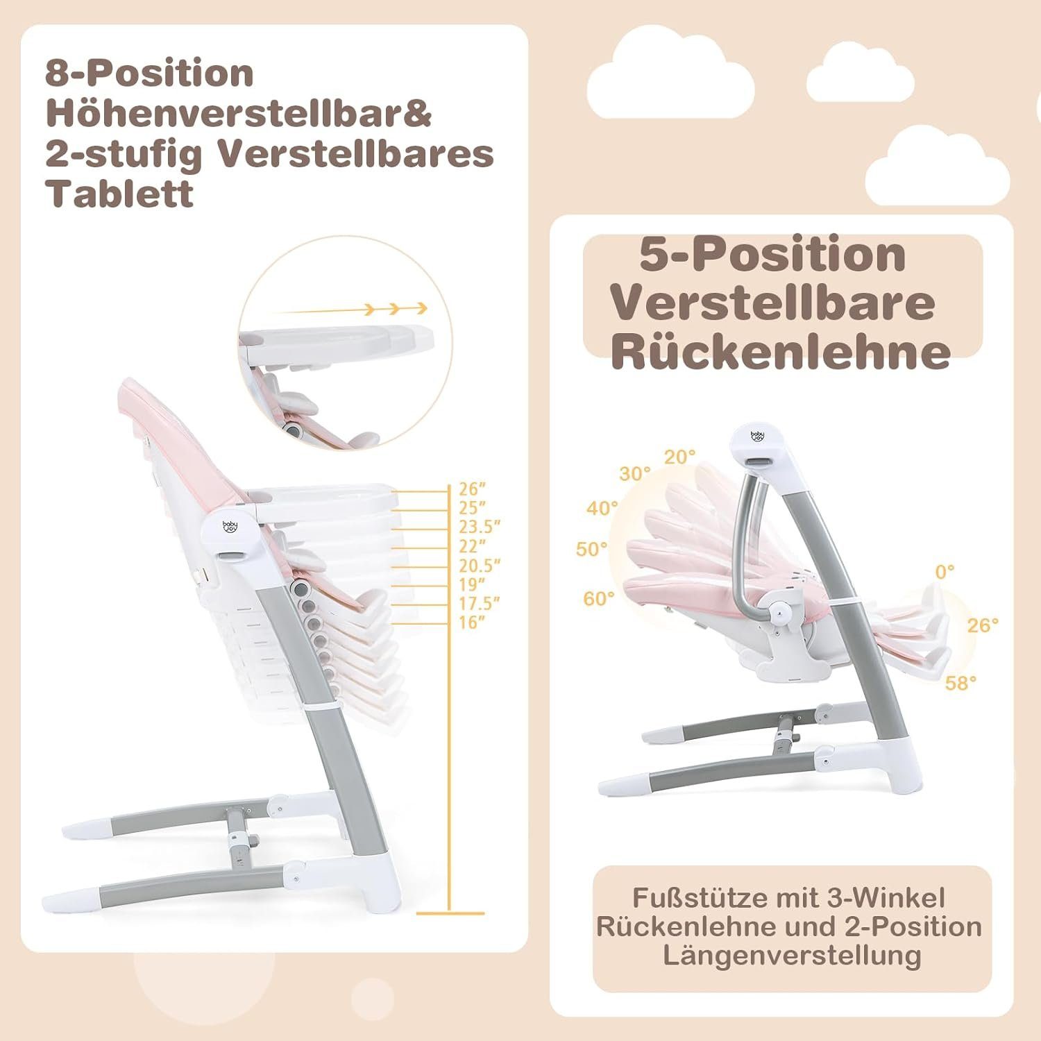 KOMFOTTEU Babyschaukel 3 in 1, mit Fernbedienung, Musik & Spielzeug, für Babys von 0-3 Jahre