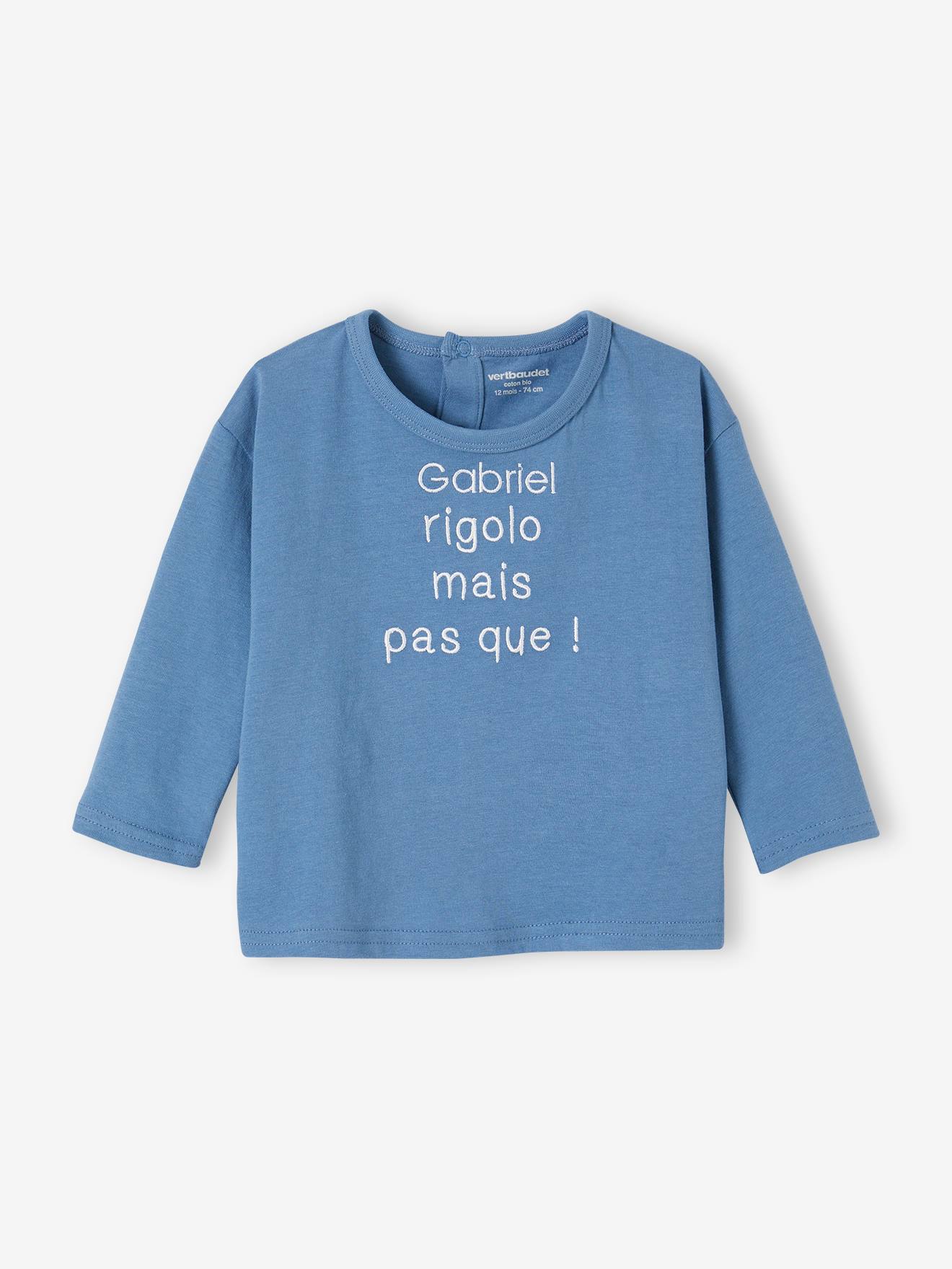 Vertbaudet Baby Shirt aus Bio-Baumwolle mit Message, personalisierbar - wollweiß