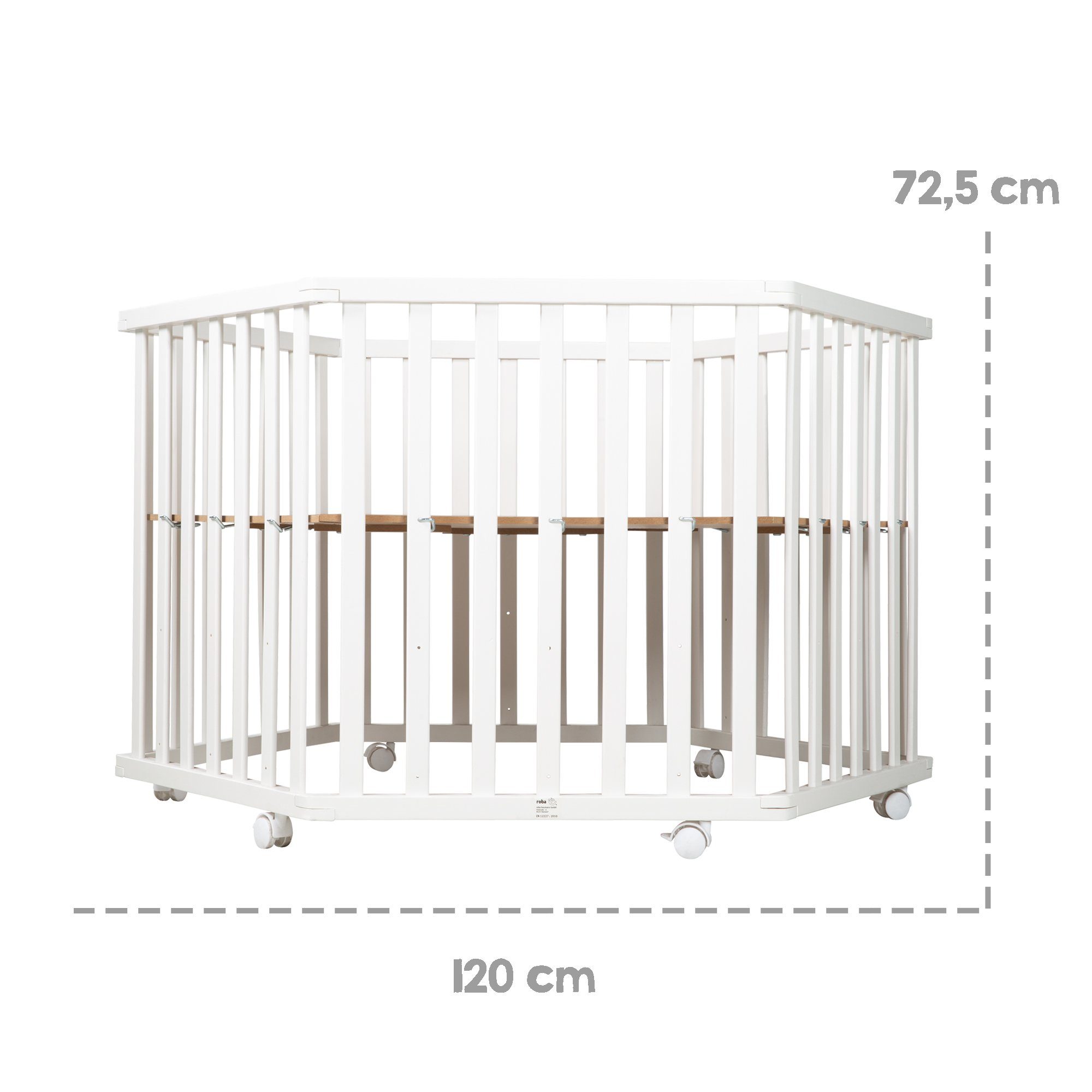 roba® Laufgitter Luxe 6-eckig, Laufstall, inkl. Schutzeinlage & Rollen, höhenverstellbar