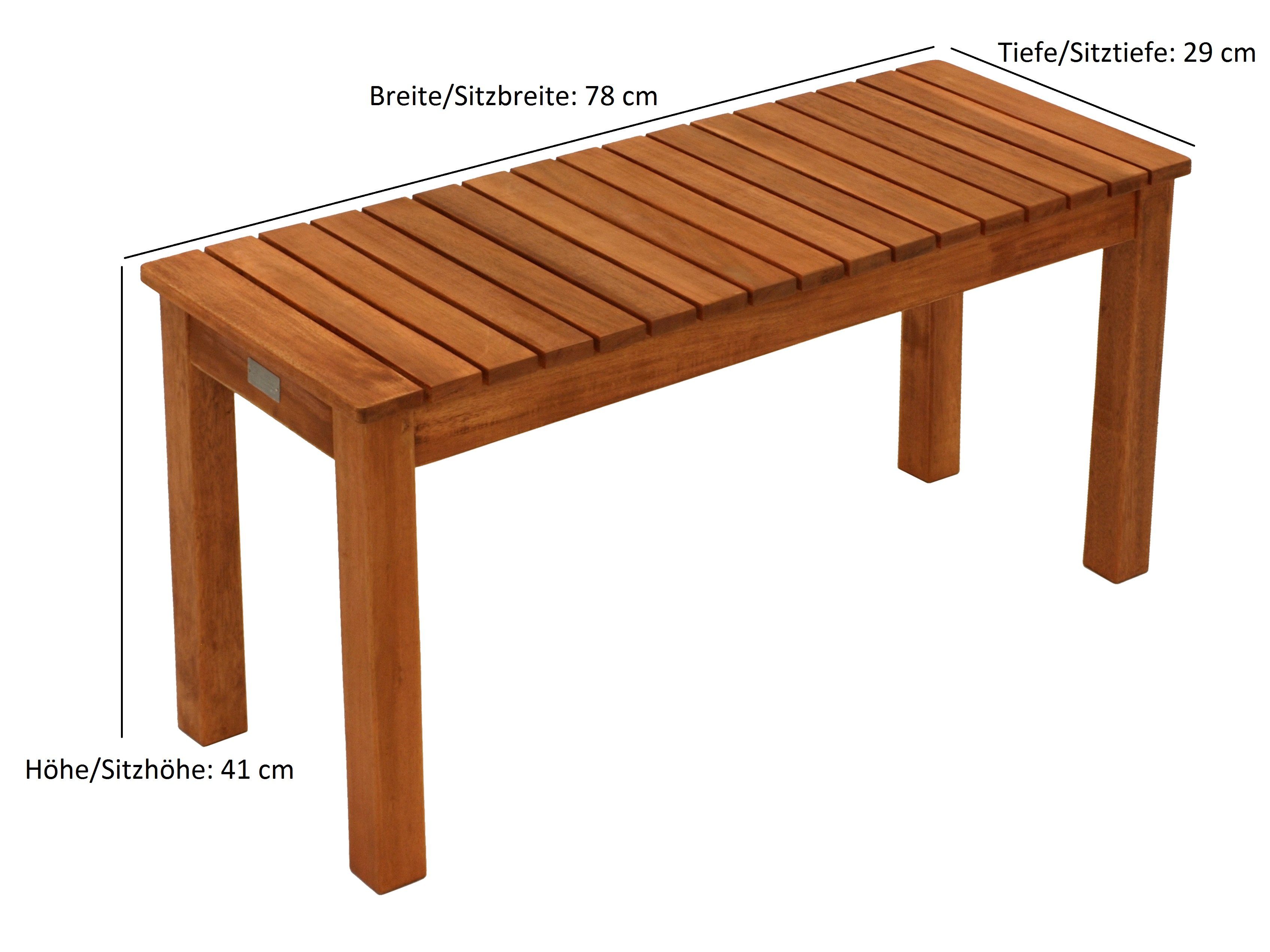 DEGAMO Hockerbank MERIDA (1 St), 2-sitzer 78cm, Eukalytpus Holz geölt