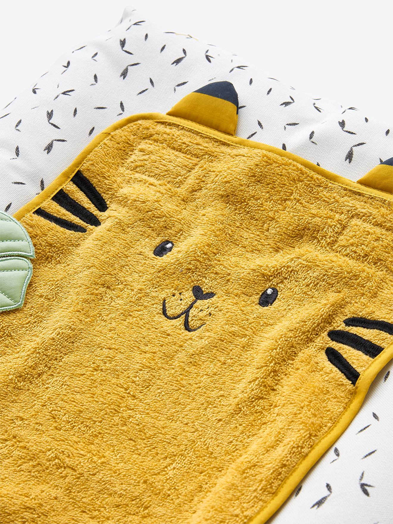 Vertbaudet Baby Wickelauflage-Set PANDAFREUNDE, personalisierbar - wollweiß/senfgelb