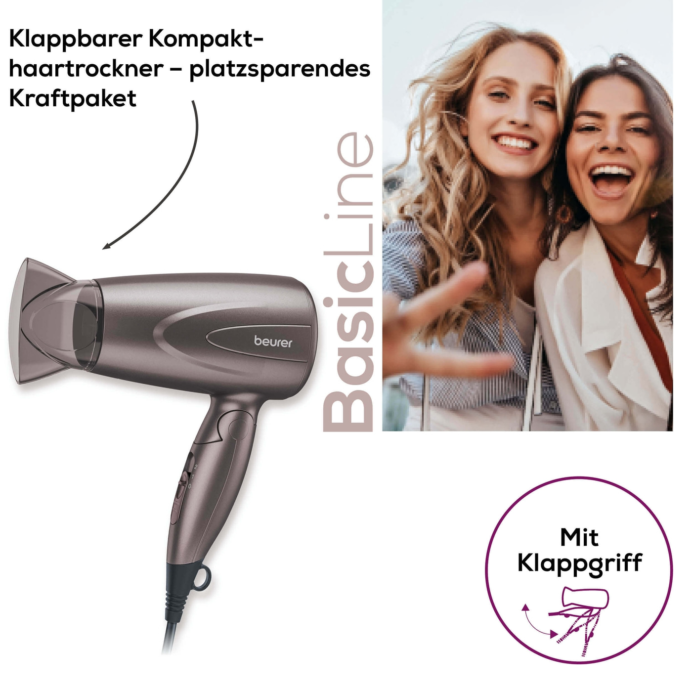HC 17 Klappbarer Kompakthaartrockner-Leistungsstarker Kompakthaartrockner mit handlichem Klappgriff