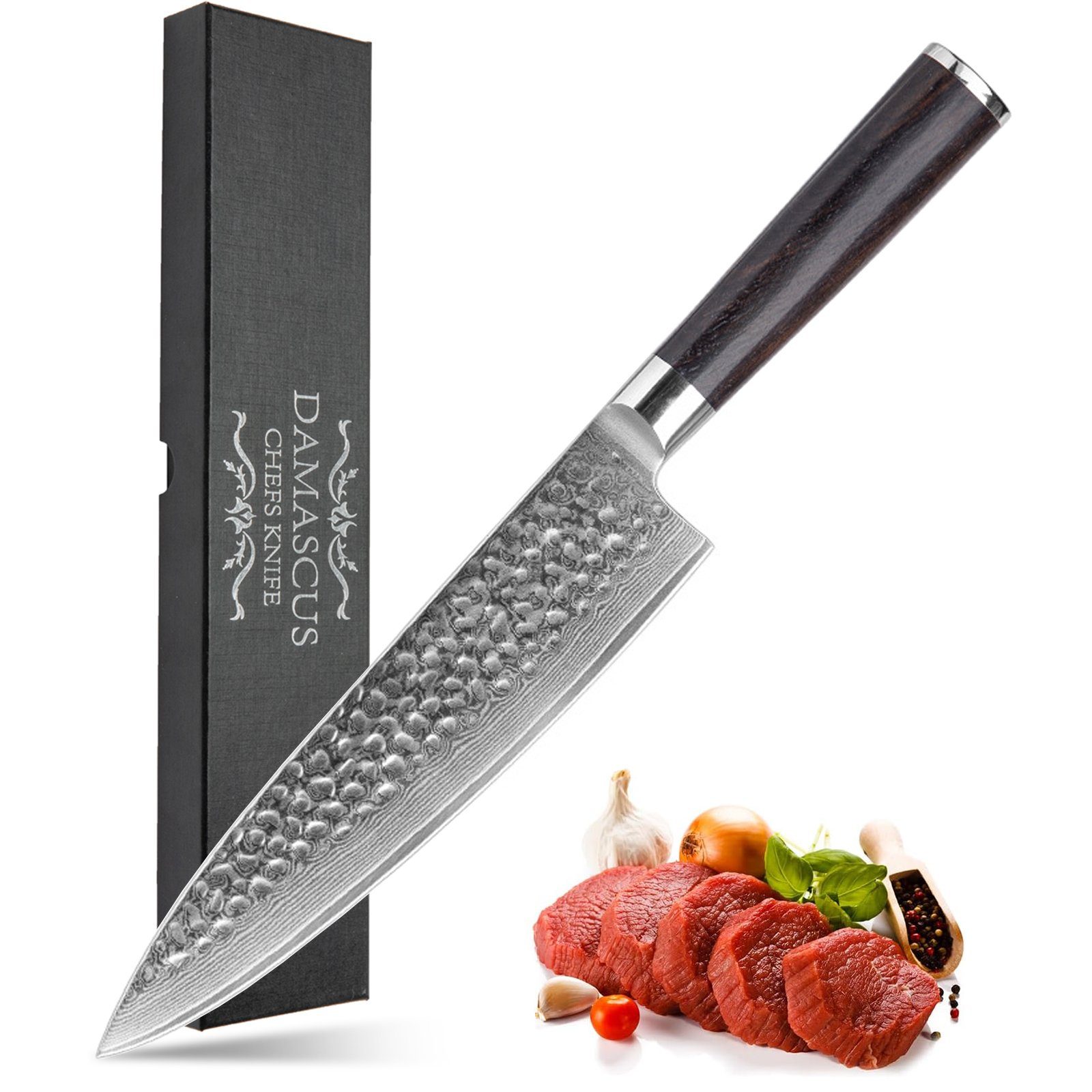 Mutoy Kochmesser Premium Damast Küchenmesser - 20cm Klingenlänge Küchenmesser