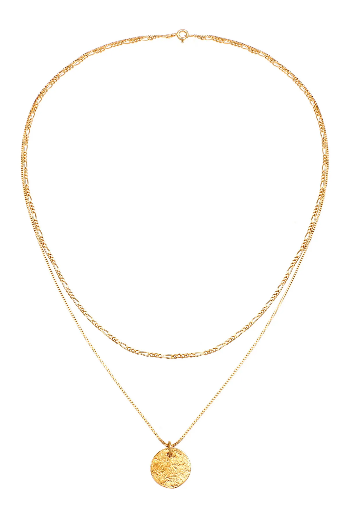 ELLI  Halskette Layer Plättchen Figaro Boho 2-lagig 925 Silber