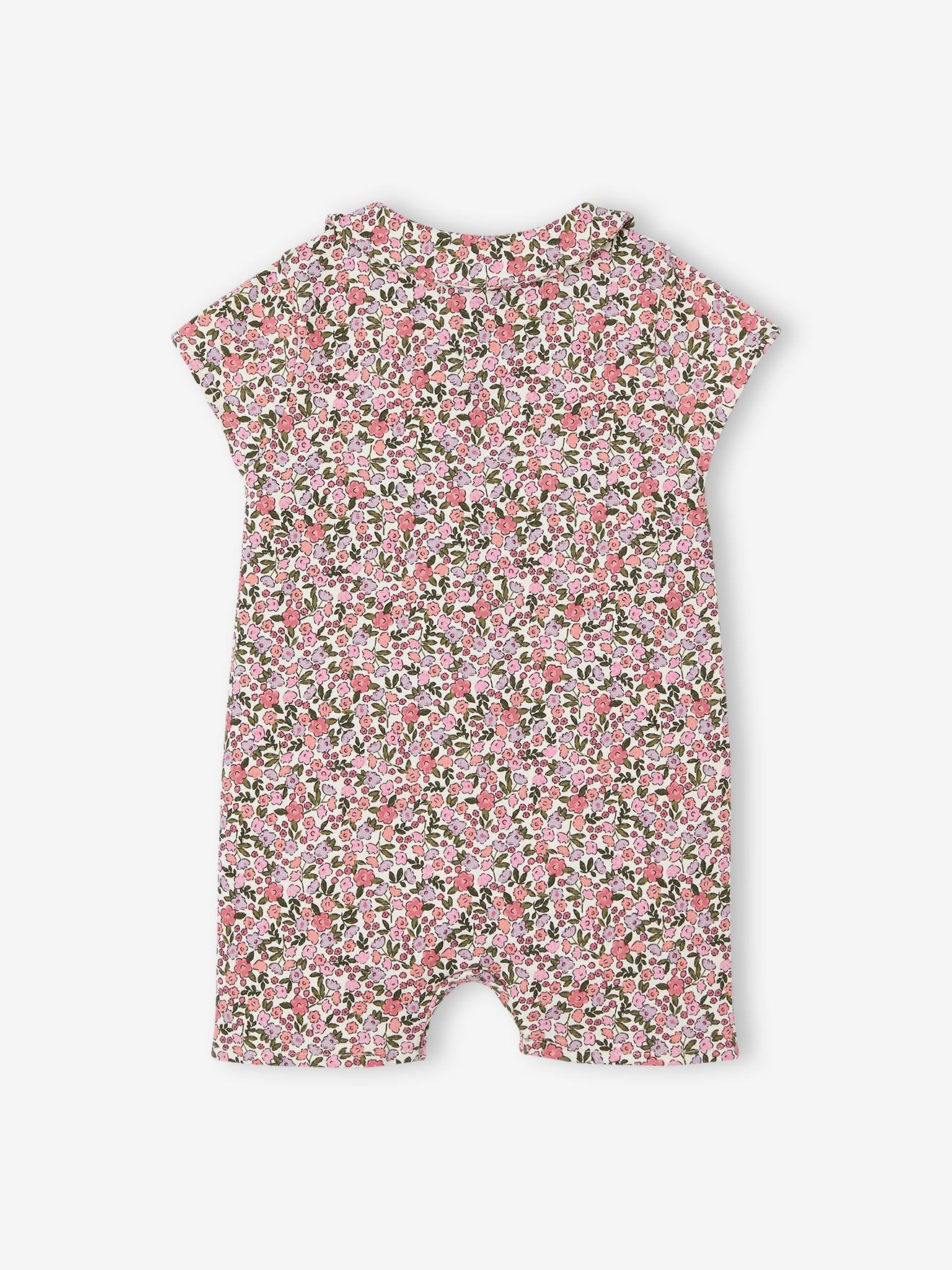 Vertbaudet Geblümter Baby Overall Oeko-Tex - wollweiß