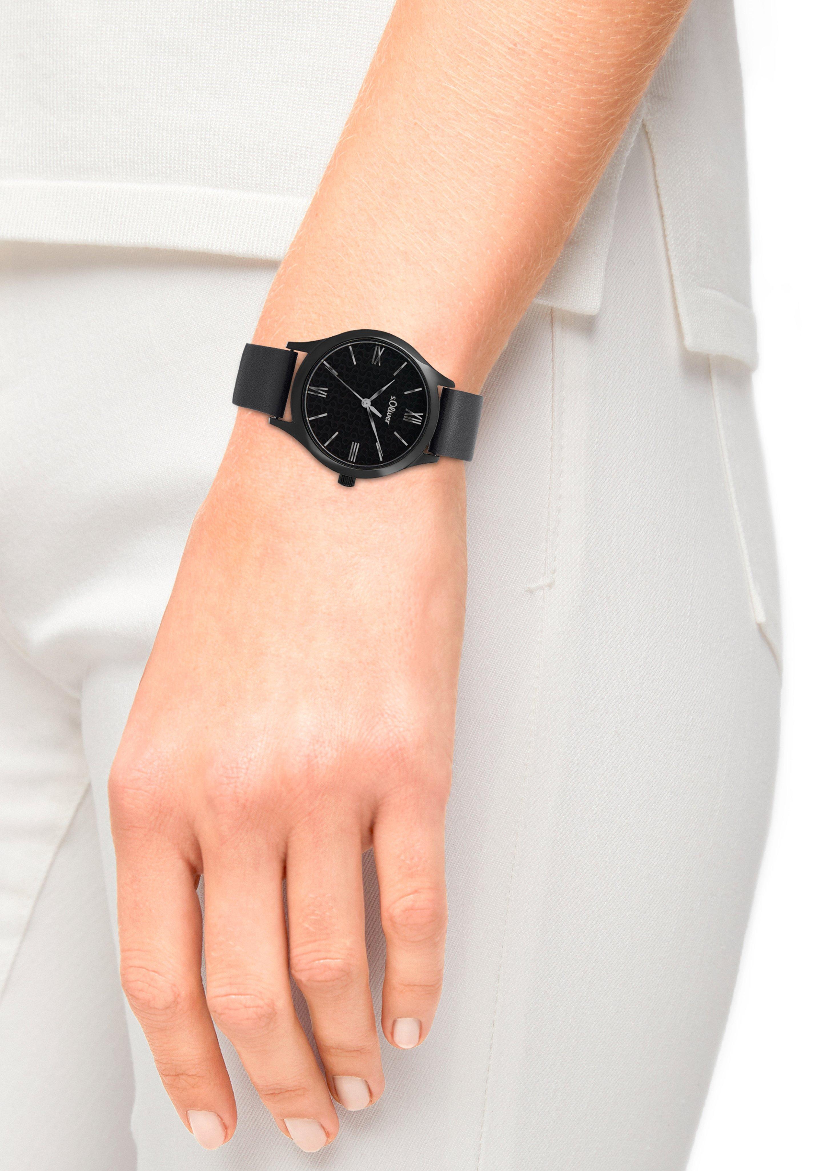 Edelstahluhr mit Lederarmband  6007937-99B0