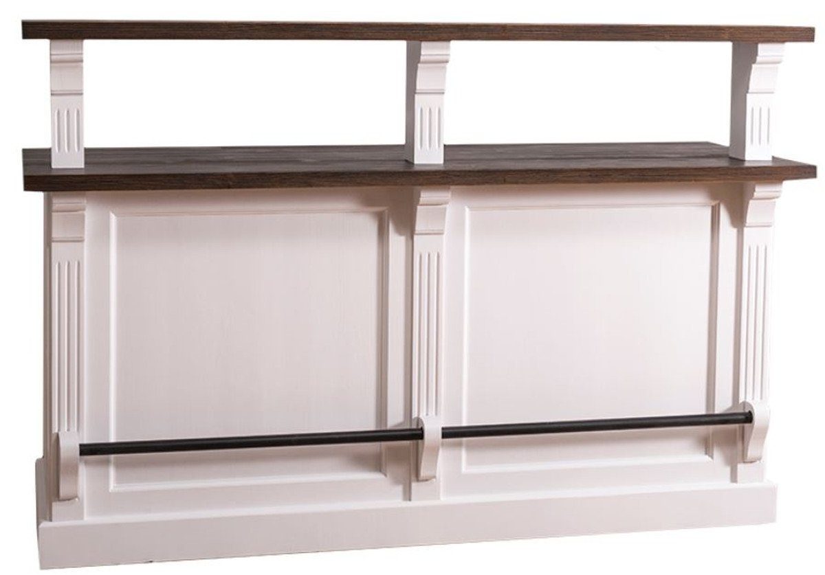 Casa Padrino Barschrank Landhausstil Theke mit 3 Schubladen Weiß / Dunkelbraun 180 x 68 x H. 120 cm - Landhausstil Möbel