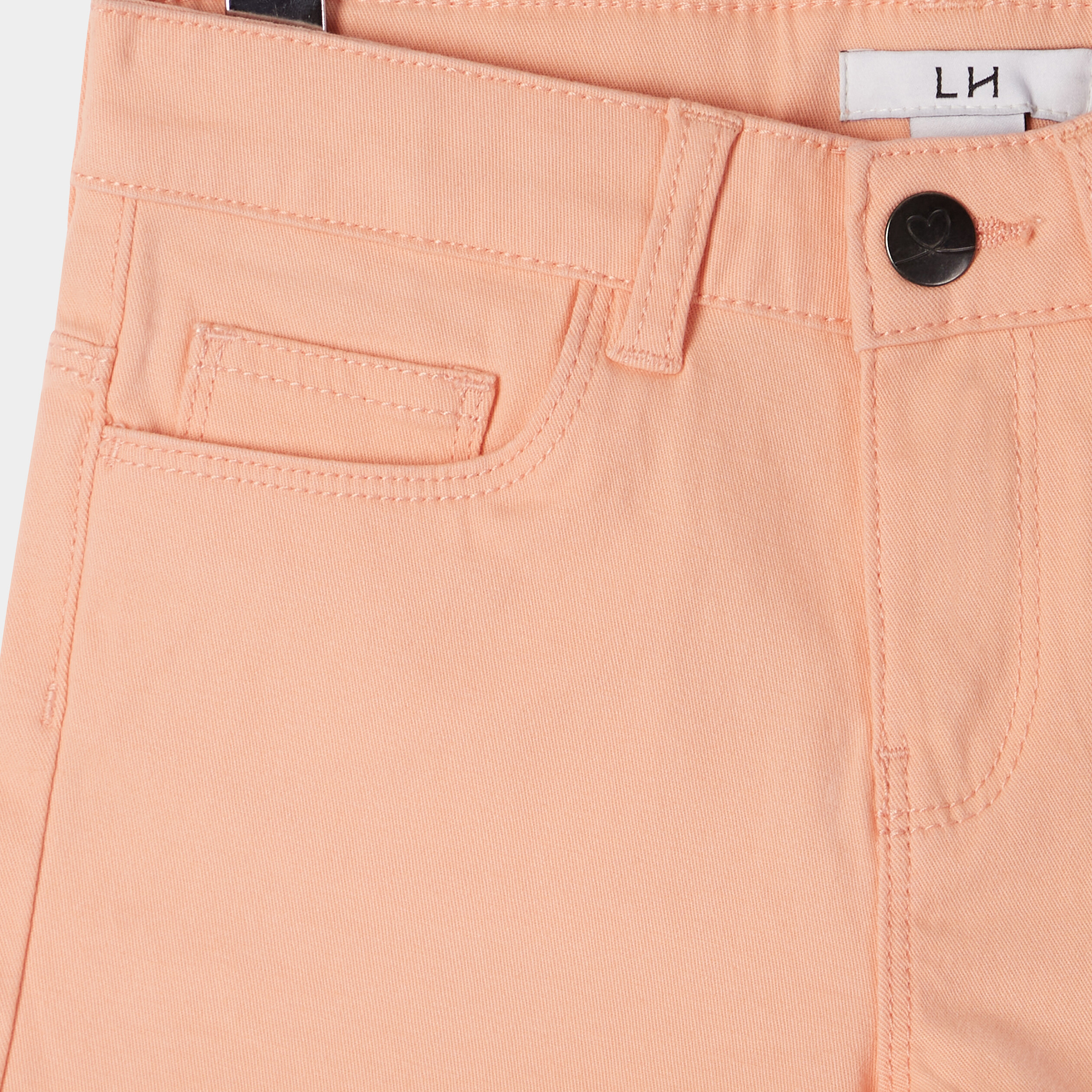 Short ajusté en twill rose saumon fille | La Halle