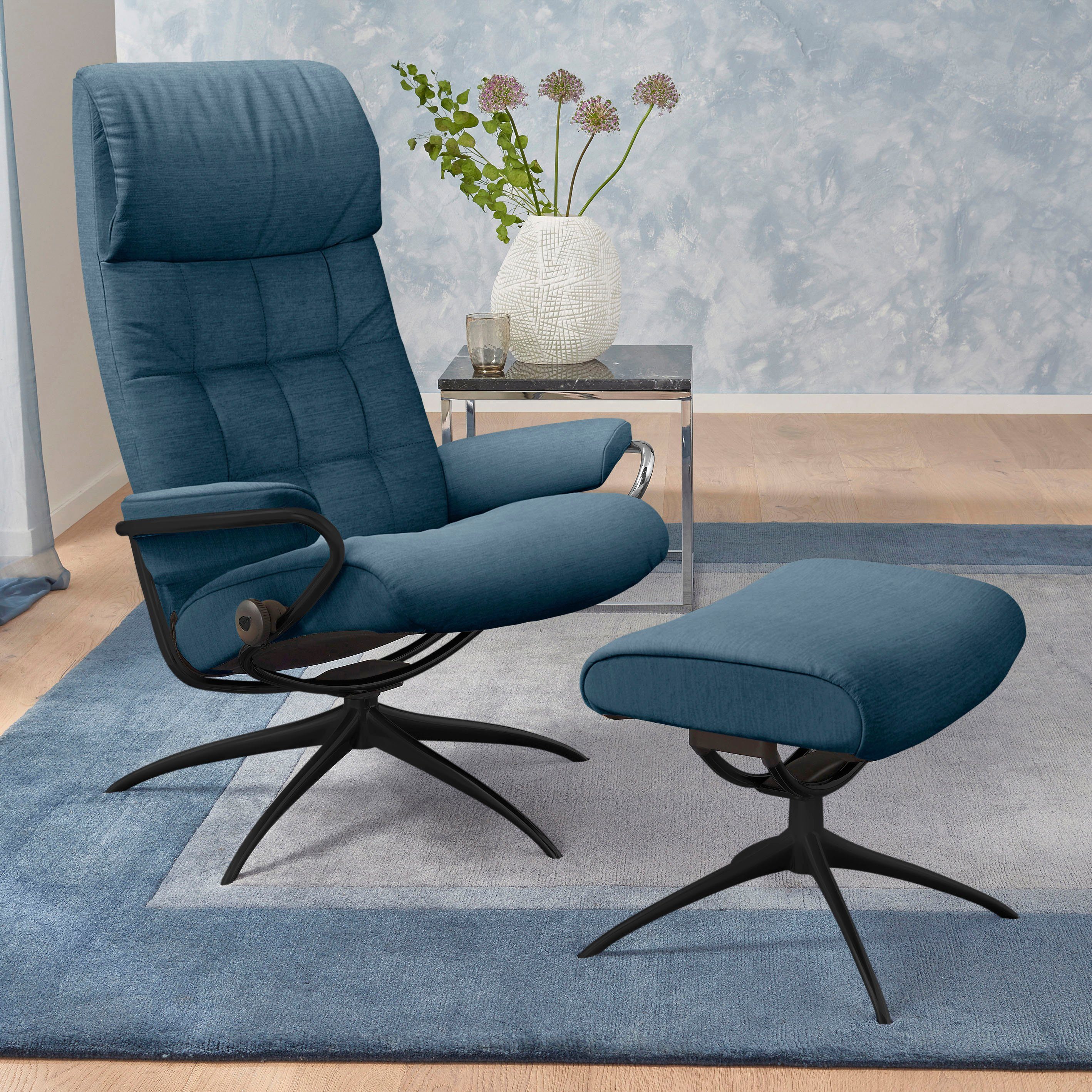Stressless® Relaxsessel London (Set, Relaxsessel mit Hocker), mit Hocker, High Back, mit Star Base, Gestell Schwarz