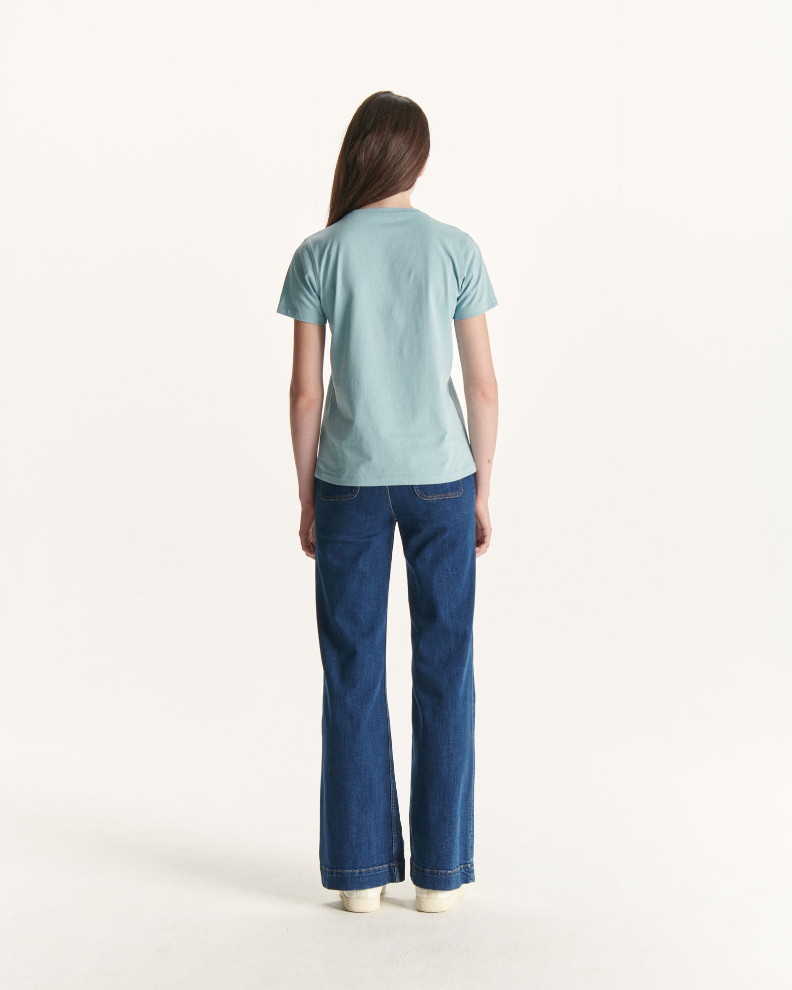 T-shirt à col rond en coton biologique Iceberg bleu Rosas