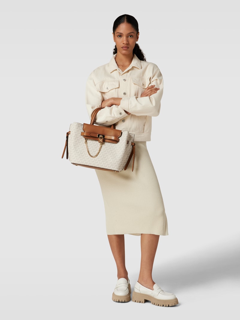 Handtasche mit Allover-Logo Modell 'HAMILTON' in ecru