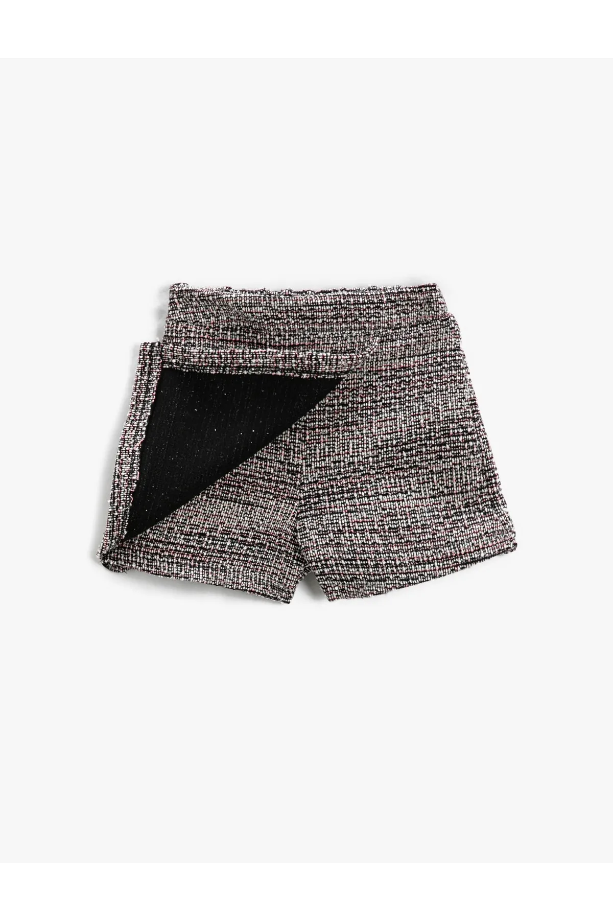 Koton  Zweireihiger Tweed-Mini-Shorts-Rock mit elastischer Taille