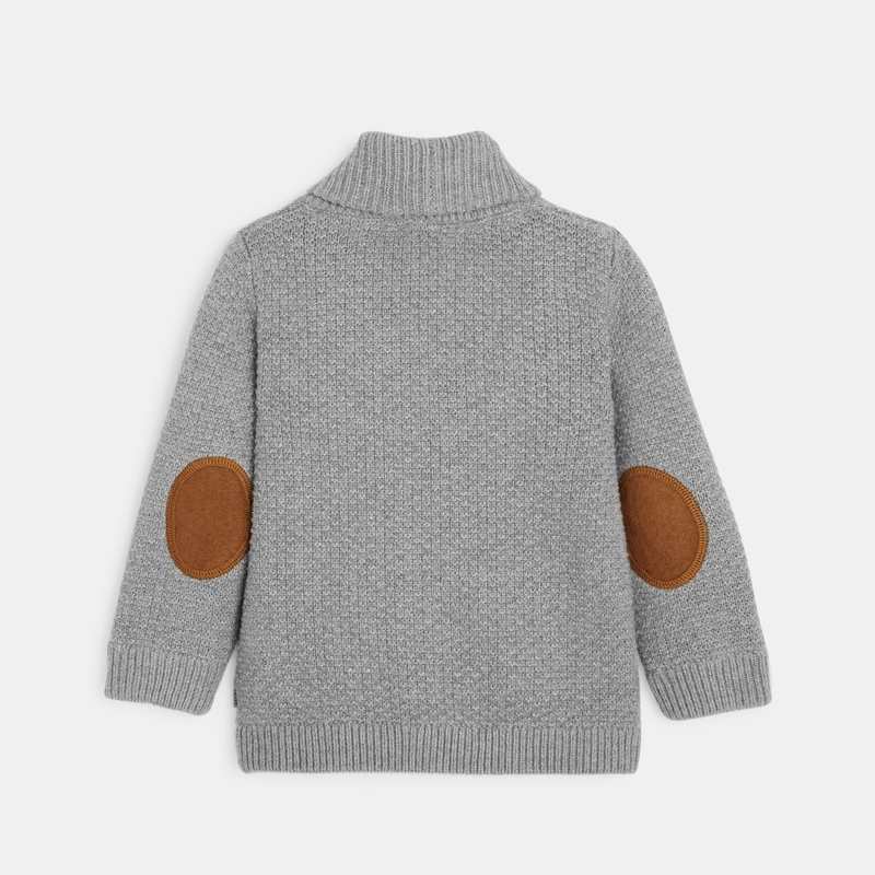 Gilet tricot chiné coton bio boutonné gris bébé garçon