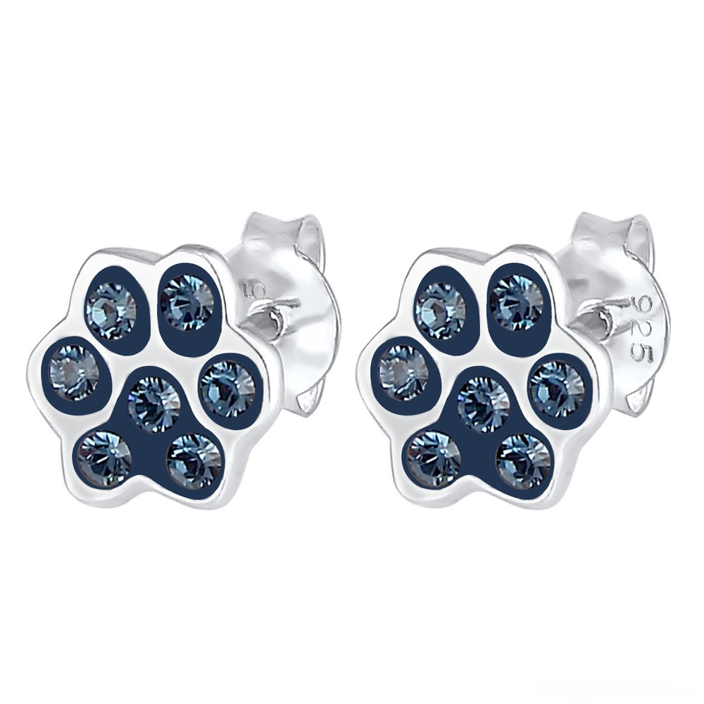 Elli Elli Boucles d'Oreilles Femmes Clous d'oreilles Patte Chien Chat avec Cristaux en Boucles d'oreilles