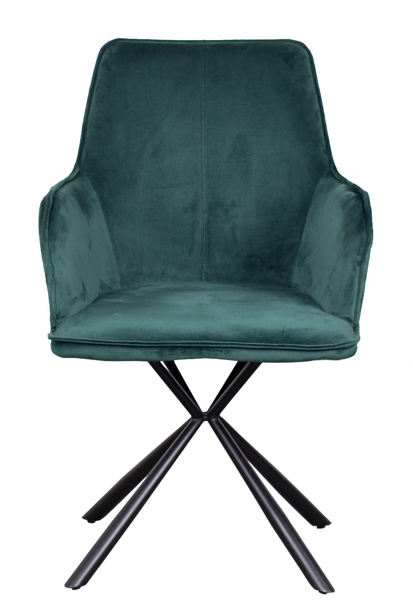 bene living Essgruppe Baumkantentisch Turin, 4er Set Diningsessel Bergamo grün, (Indoormöbelset, 5-tlg), Akazienholz - Samtbezug - Esszimmer, Wohnzimmer, Büro