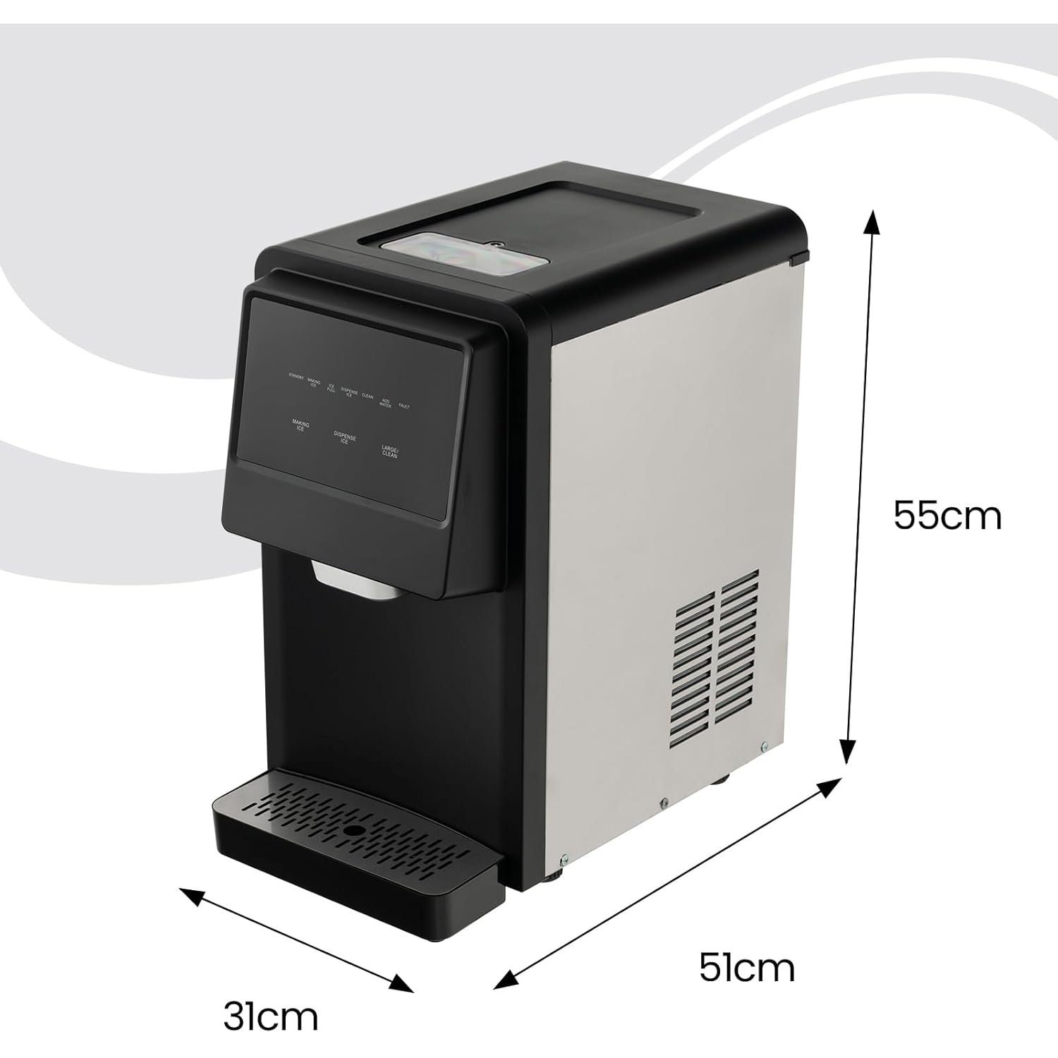 KOMFOTTEU Eiswürfelmaschine, Eisproduktion von 27kg/24h, mit Eisspender & Selbstreinigung