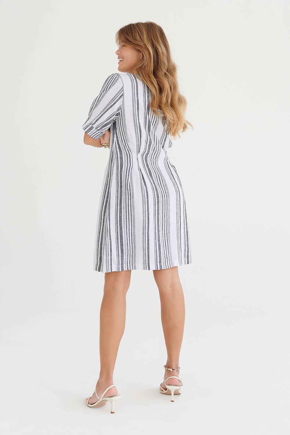 Lo button down linen dress