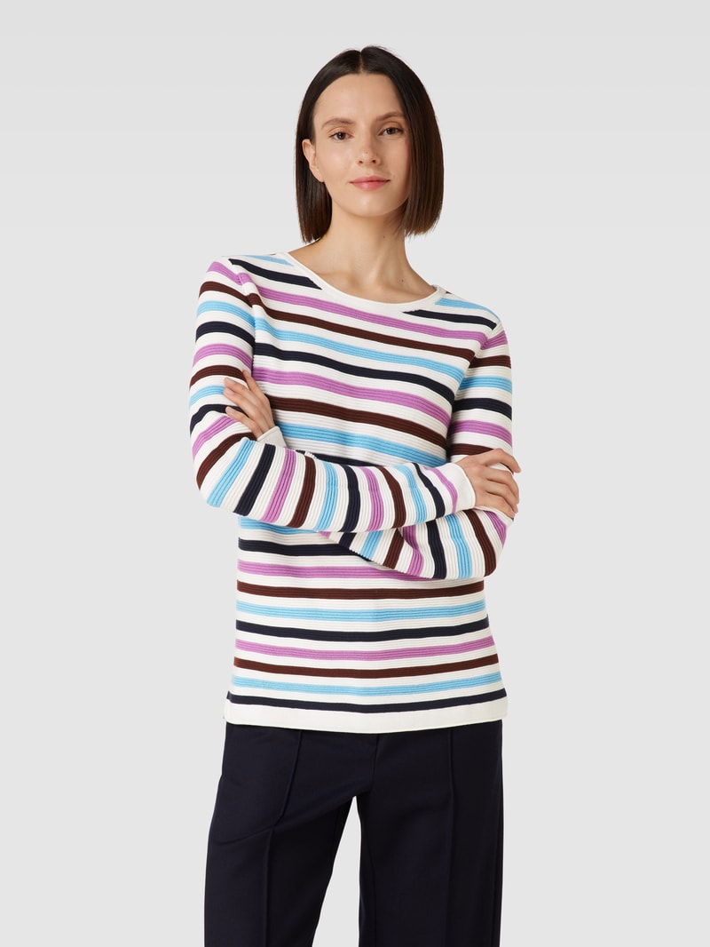 Strickpullover mit Streifenmuster in offwhite