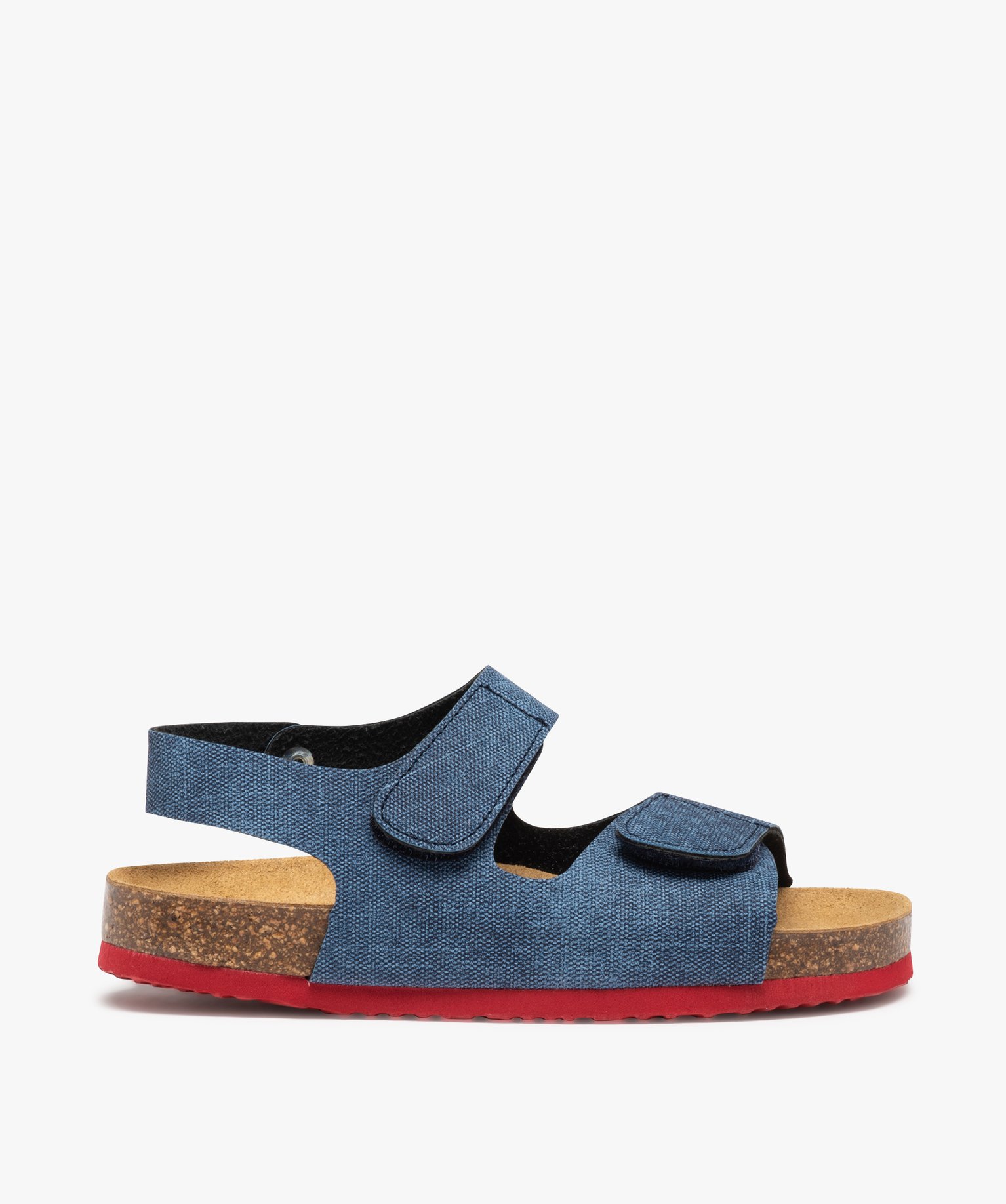 Sandales Garçon en toile denim avec brides à scratch bleu | GEMO