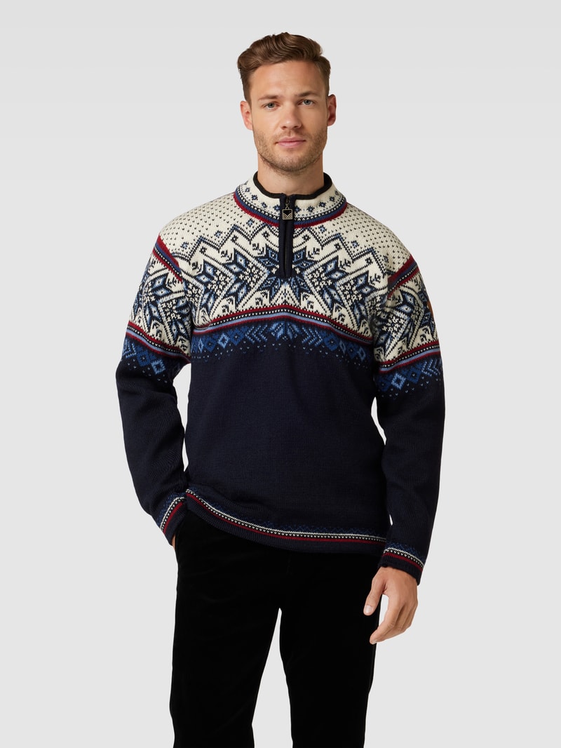 Strickpullover mit kurzem Reißverschluss Modell 'Vail' in marineblau