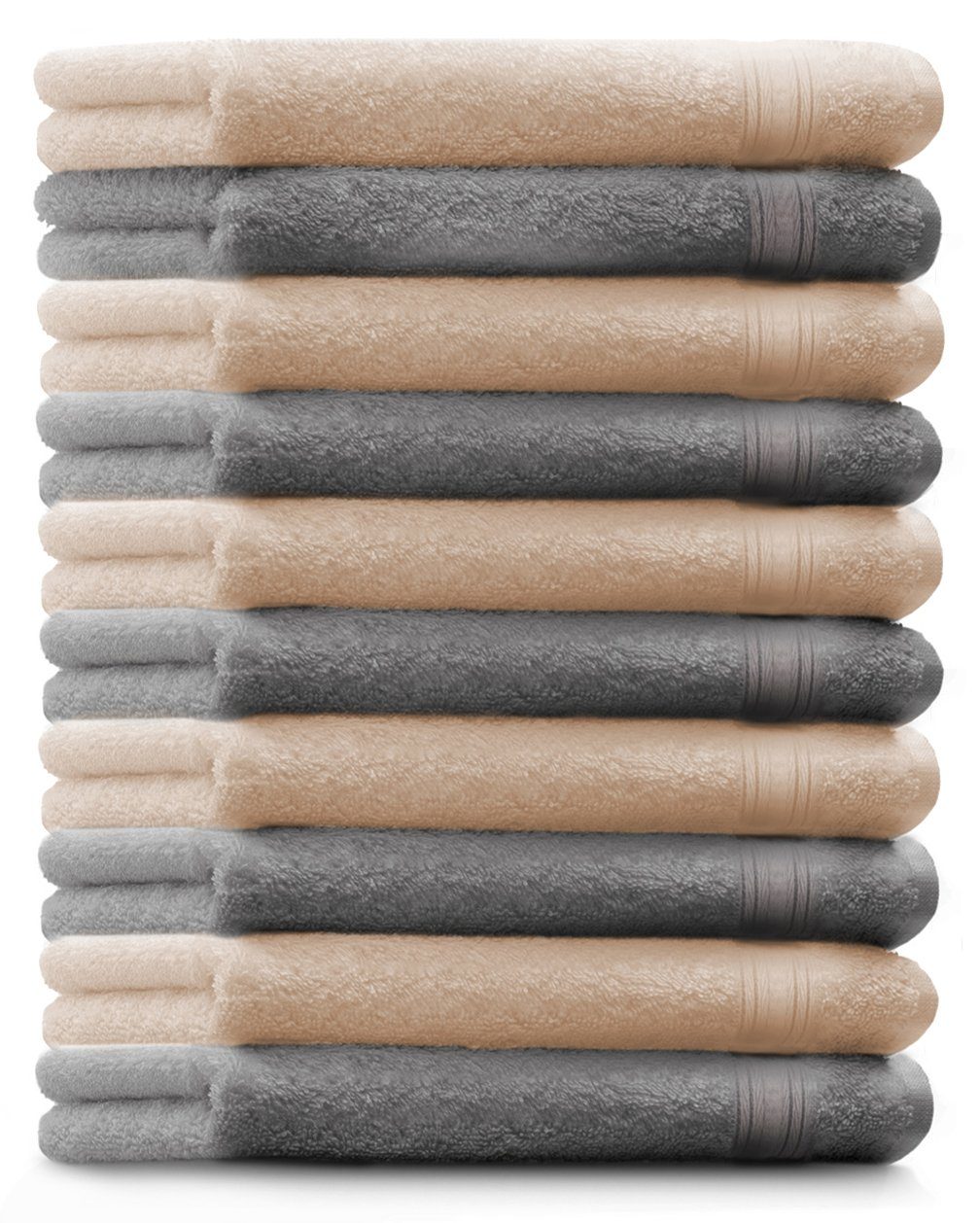 Betz Gästehandtücher 10 Stück Gästehandtücher GOLD Qualität 600 g/m² 30x50 cm, 100% Baumwolle
