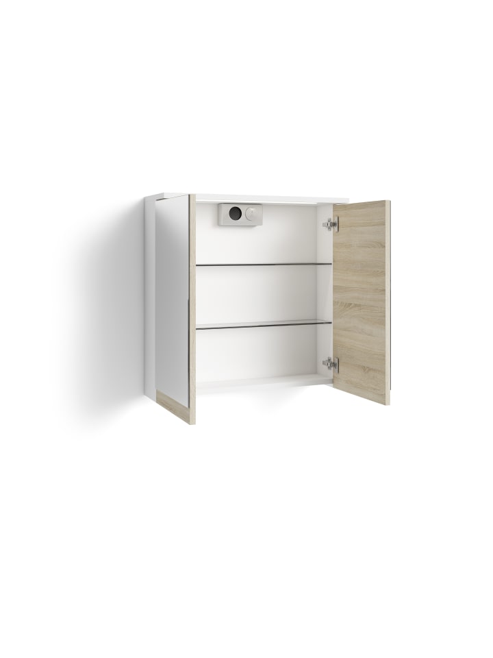byLiving Spiegelschrank MARINO in Schneeweiß / Eiche - (B) 60 x (H) 60 x (T) 20 cm günstig kaufen onesize
