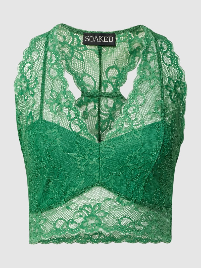 Bralette mit Spitzenbesatz Modell 'DOLLY' in grün