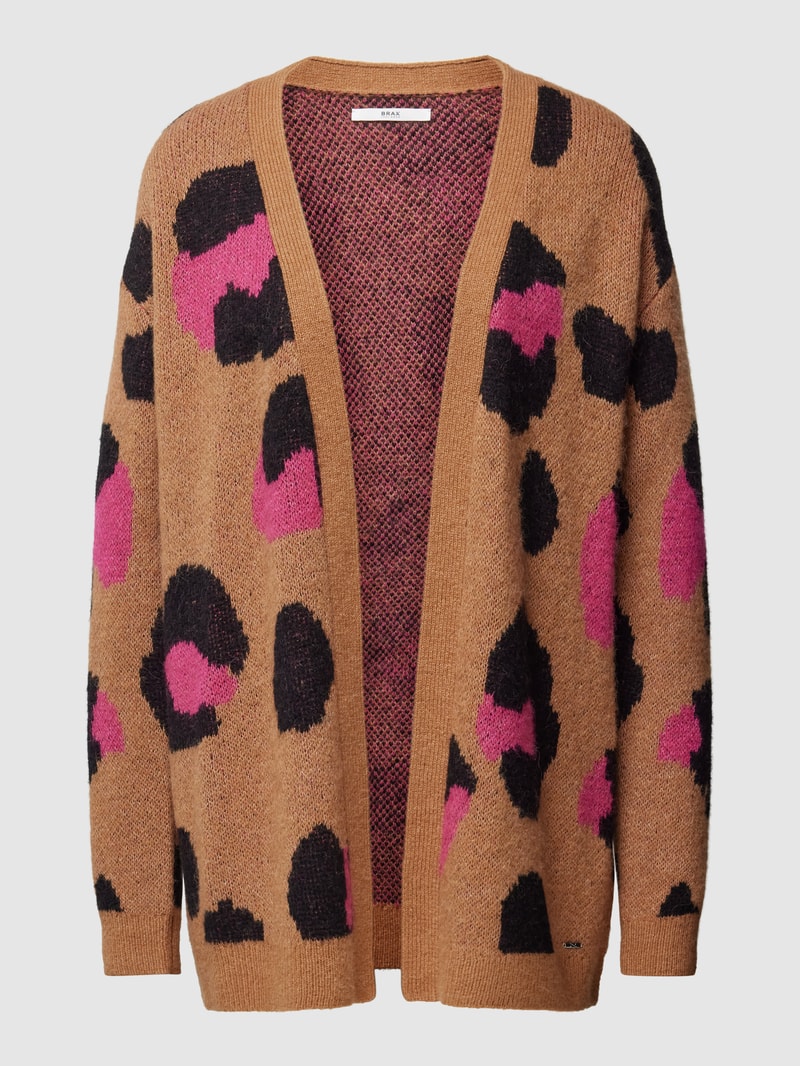 Cardigan mit Alpaka-Anteil und Allover-Muster Modell 'Anique' in pink