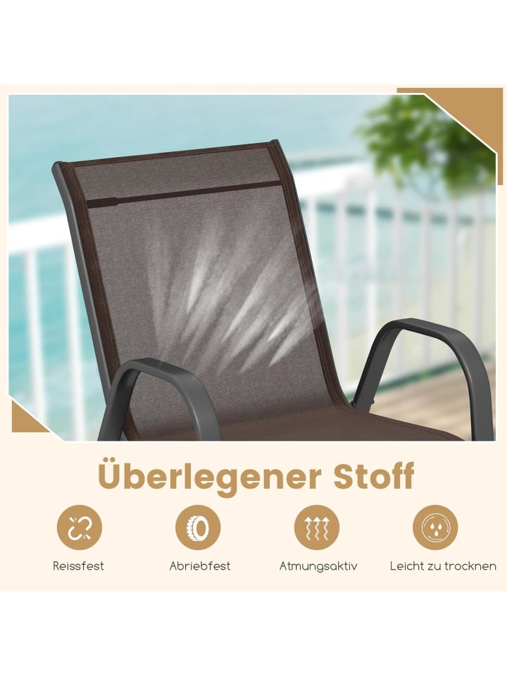COSTWAY 4er Set Gartenstühle 56x70x84cm in Braun günstig kaufen onesize
